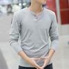 Men T-shirt V Neck Buttons Decoration Slim All Match Spring Base Shirt for Daily Wear