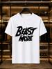 2026 New Arrival 100 Cotton Tshirt Beast Mode Graffiti Print Crew Neck Unisex Casual Short Sleeve Tee
