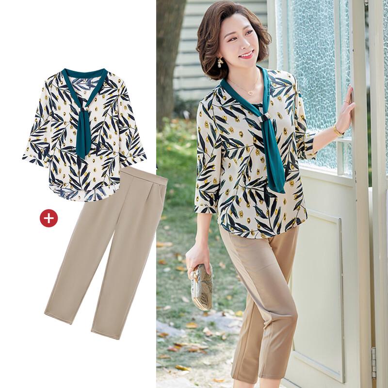 Pa Si Te Women s Floral Chiffon Top & Pants Set 2XL