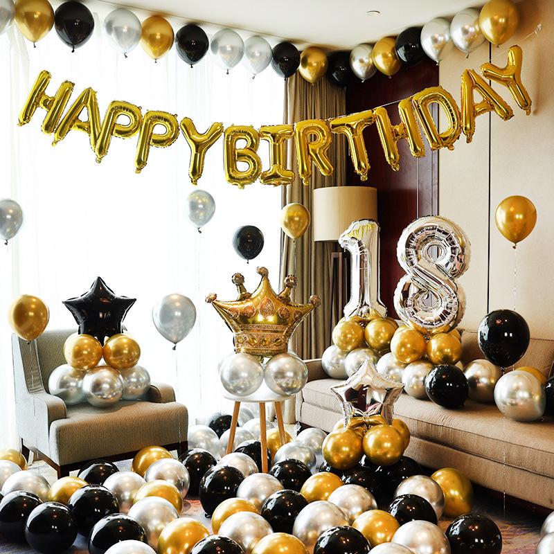 Happy Birthday Party Supplies: 18 & 10 Year Olds Scene Decor with Balloons