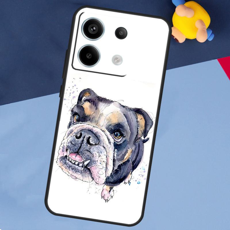 British Bulldog Case For Xiaomi Redmi Note 13 Pro 12 11 8 9 10 Redmi Note 12S 11S 10S 9S 10C 12C 13C Cover