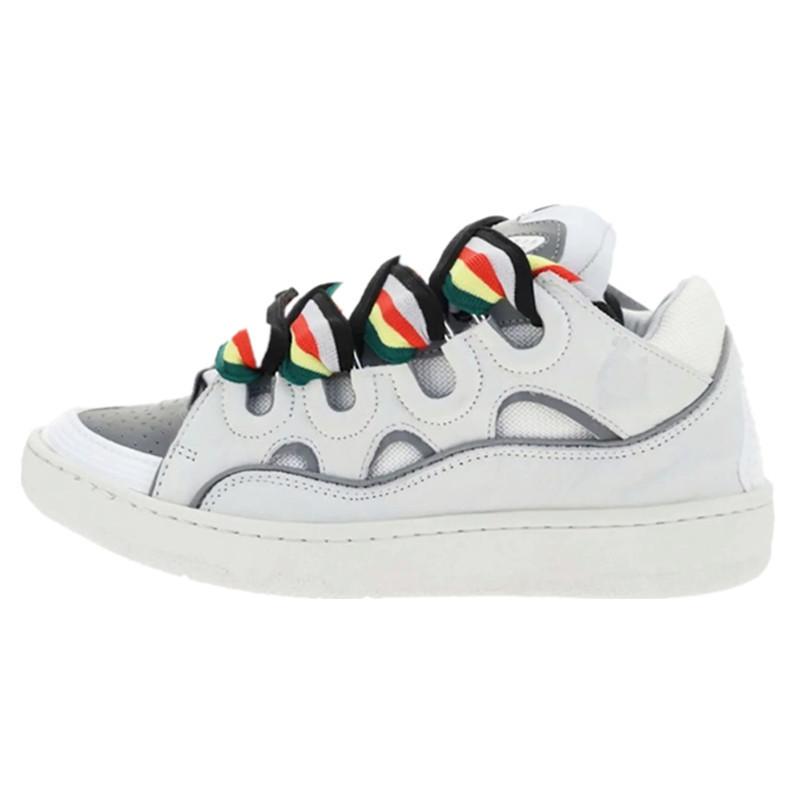 Leather Splicing LaceUp Curb Sports Casual Shoes Retro Board Shoes Men'S And Women'S Dad Shoes