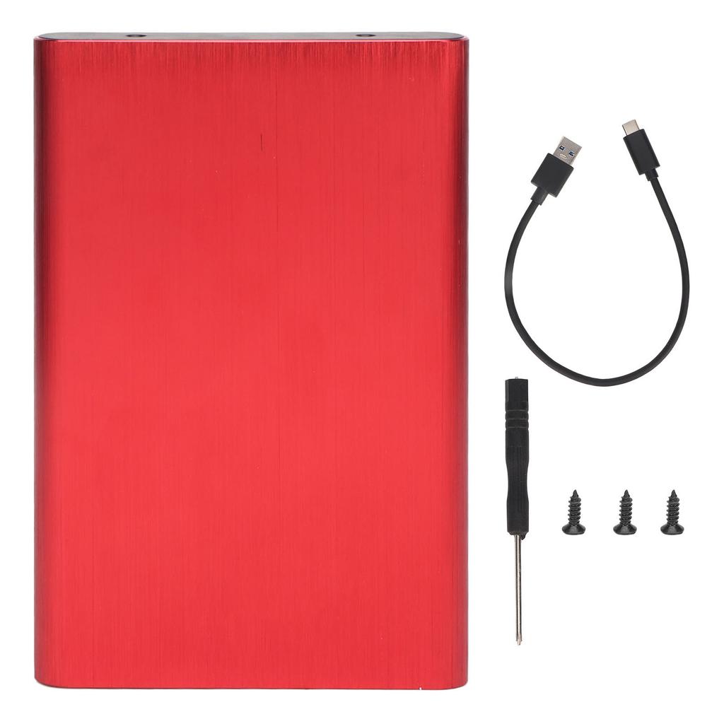 2.5 Inch SATA HDD Enclosure Type C 10Gbps High Speed Portable Hard Drive Case with LED Indicator Red  (Not Inclube Hard