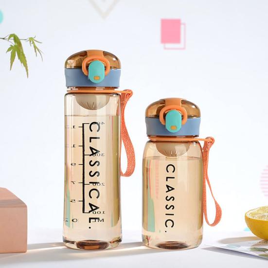 400ml/ 500ml Water Bottle Food Grade Large Capacity Bounce Cover Leak-proof PC Summer Simple Tea Leak Bottle Daily Use