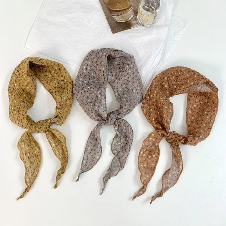 Popular Flower Patterned Head Wrap Breathable Bandana Scarf Thin Neck Cover Women Fashion Accessory Beach Vacation Wear