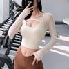 Women's Long-Sleeve Yoga T-shirt with Chest Pads, Unique Design, Southeast Asia To Western Style