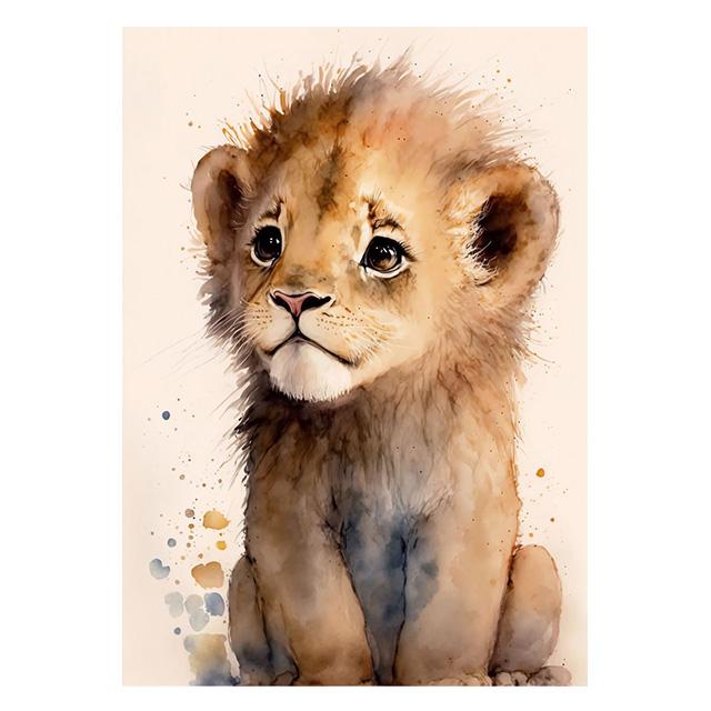 Watercolor Baby Animals Cute Warmth Prints Poster Canvas Painting Modern Wall Art Pictures Living Room Bedroom Home Decoration