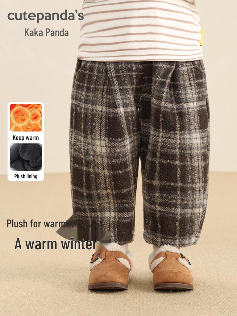 Kaka Panda Kids' Winter Fleece Pants - Cozy Autumn & Winter Wear for Boys and Girls