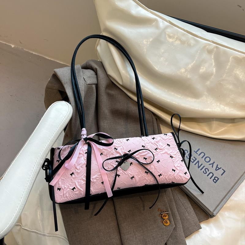 

Летняя красивая сумка-бант, горизонтальная, новая, высококлассная, милая, на плечо, под мышку No silk scarf розовый