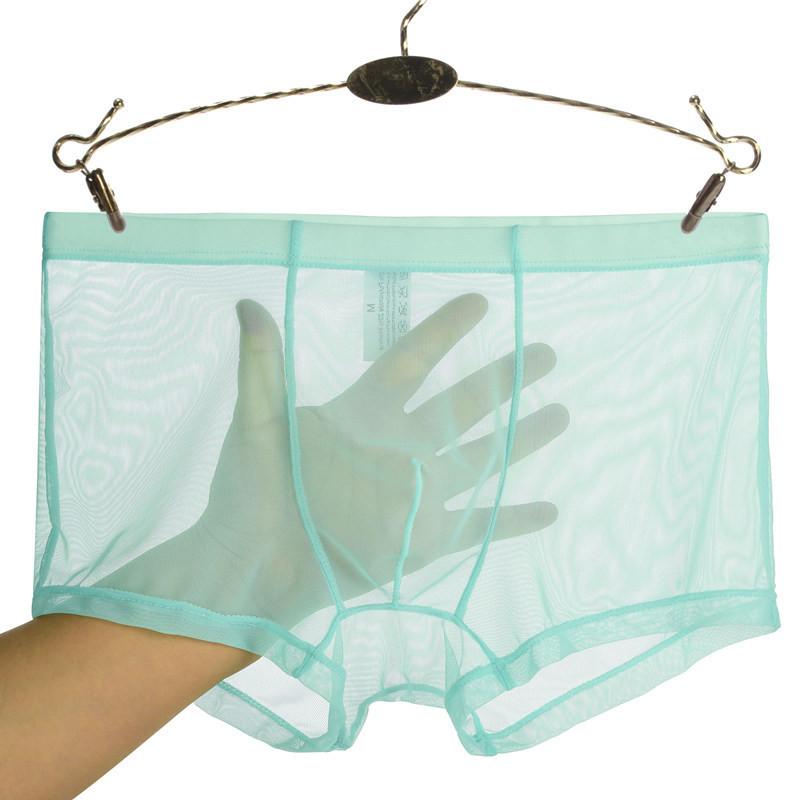 Men Sexy Seamless Underwear Pants Men'S Ultrathin Transparent Boxershorts Male Mid-Rise Mesh Slips Homme Panties Boxer Shorts