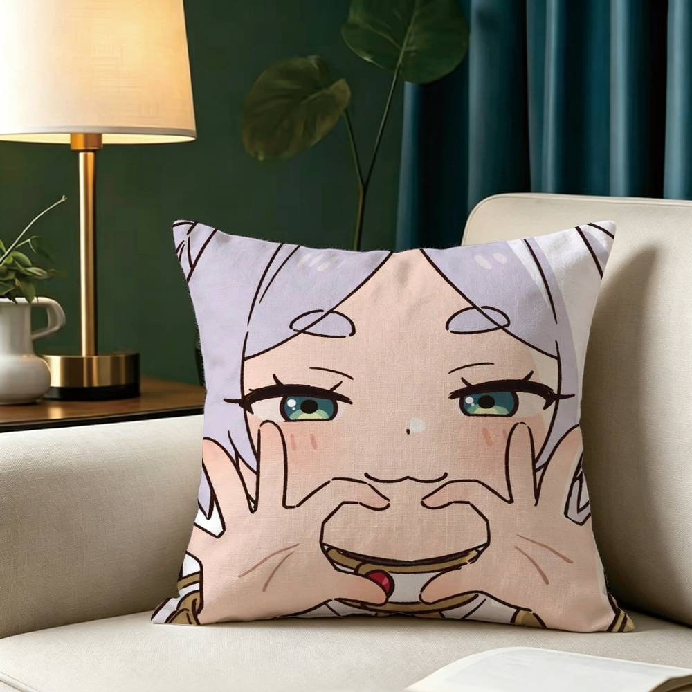 F-Frieren Beyond Journey's End Square Double-Sided printed Pillow Case Bedroom Bedside Pillow Sofa Cushion Cover