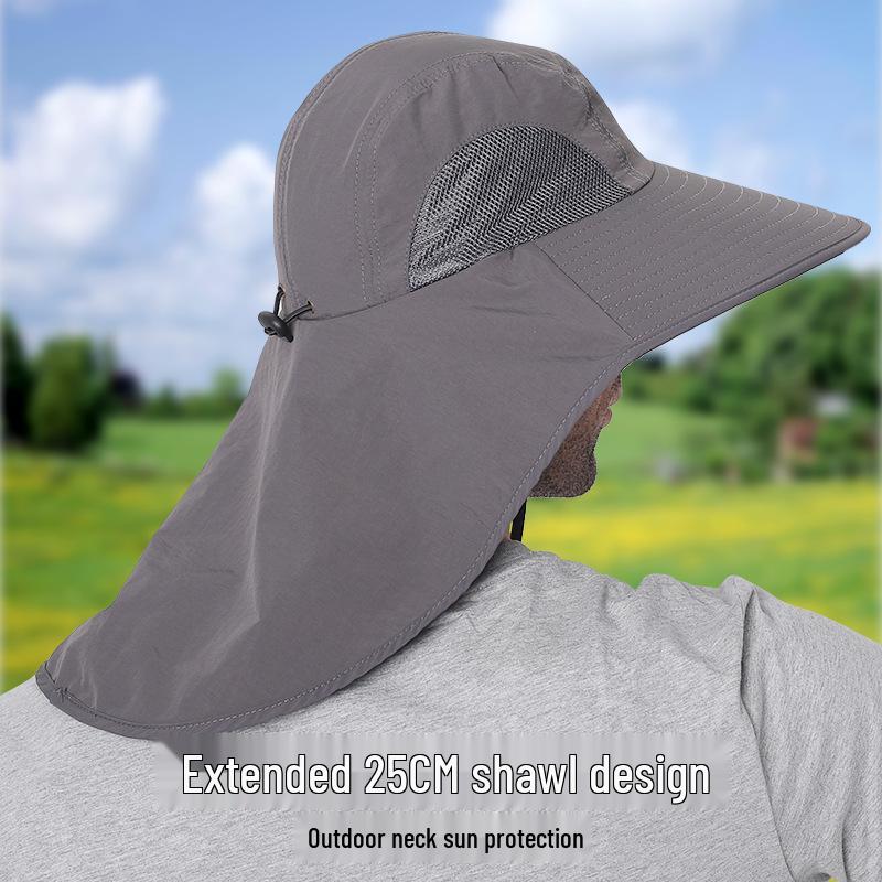 Herren Sommer Sonnenschutz Fischerhut mit breiter Krempe, Nackenschutz und Netzeinsätzen an den Seiten für Outdoor-Aktivitäten