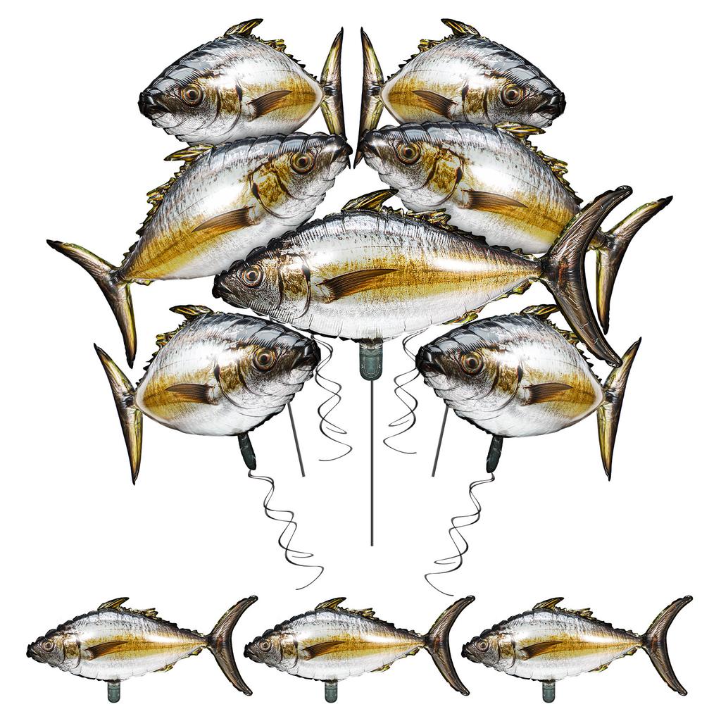 10Pcs Realistic Tuna Inflatable Balloons Aluminum Foil Ocean Fish Party Decorations Fishing Theme Birthday Supplies