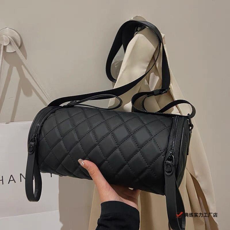 Oxford Cloth Cylinder Messenger Bag Women's Horizontal Niche Pillow Foreign Style Versatile Large Capacity Bucket Bag Messenger Shoulder Bag