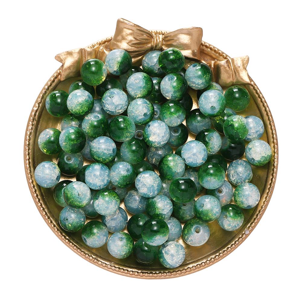 20/50 pièces 10mm Perles de Verre Craquelé Bicolores Espaceur Perle Libre pour Fabrication de Bracelets Colliers Bijoux DIY Accessoires Fournitures