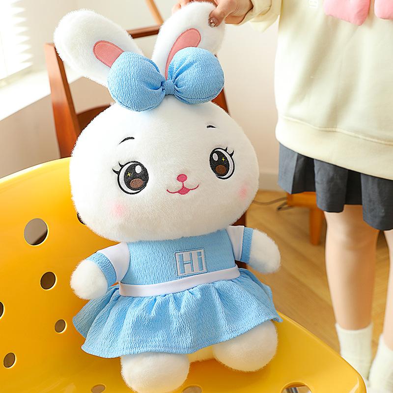Cute Couple Bunny Stuffed Toy Skirt Little White Rabbit Doll Girl Bed Sleeping Pillow Gift Large Size