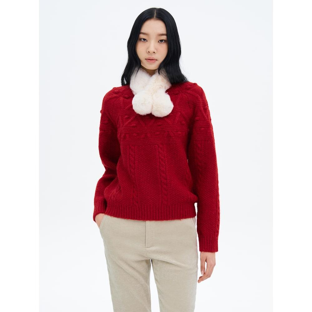 8Seconds Pom Pom Cable Pullover Red Red/S
