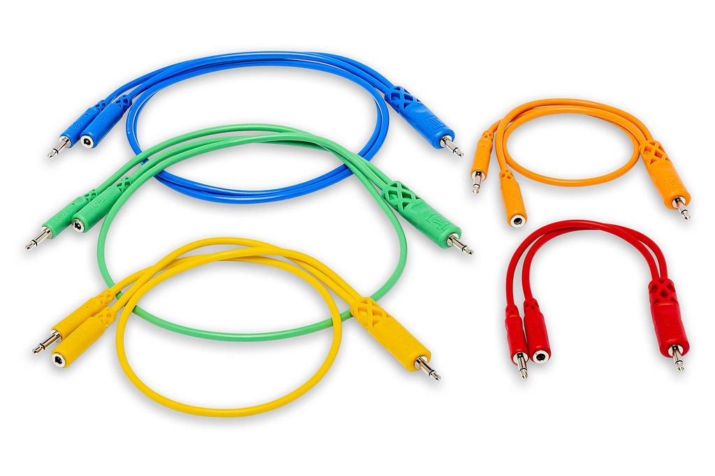 Hosa CMM-500Y-MIX Patch Cables (5-Pack) - 15cm X 1, 30cm X 1, 45cm X 1, 60cm X 1, 90cm X 1