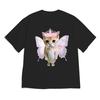 Koreanische Mode Kawaii Fee Prinzessin Katze T-Shirt für DAMEN Niedlich Schwarz Kurzarm Lässig Vielseitig Rundhalsausschnitt T-Shirt Minimalistisch