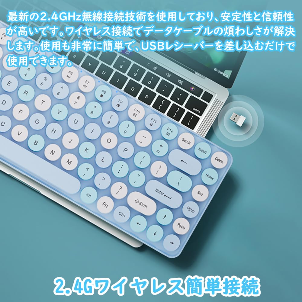 Wireless typewriter wireless English for laptops and PCs keyboard, style, 2.4GHz connection, retro, cute, compact, tenkeyless, layout, Type-C