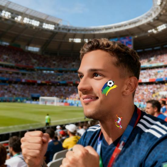 5Pcs Football Temporary Tattoos Men Women Soccer Ball Themed Fake Tattoos Face Sticker Game