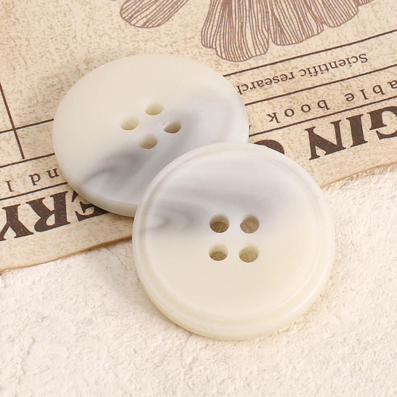 Versatile Beige Resin Coat Buttons: Summer Wear Woolen Round Four-Hole Design for Men and Women