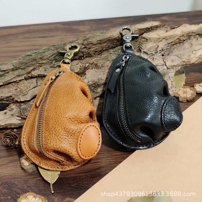 Taillenhängende große Kapazität Reißverschluss Retro Leder Handgemacht Münz- Koreanischer Ins Multifunktional Reines Rindsleder Autoschlüssel Tasche