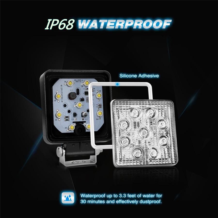 1 Stück 4,5" 9-LED 35W 6500K Quadratisches LED-Arbeitsscheinwerfer Nebelscheinwerfer für Offroad-SUV