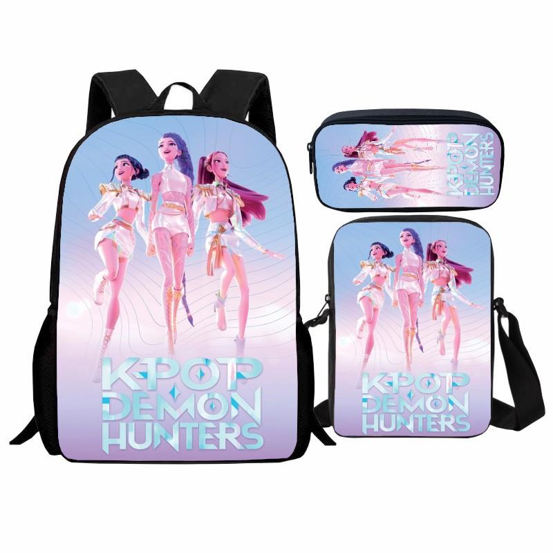 Set da Scuola a Tre Pezzi Huntrix Kpop Witch Hunters K-Pop Studente, Zaino Borsa Astuccio