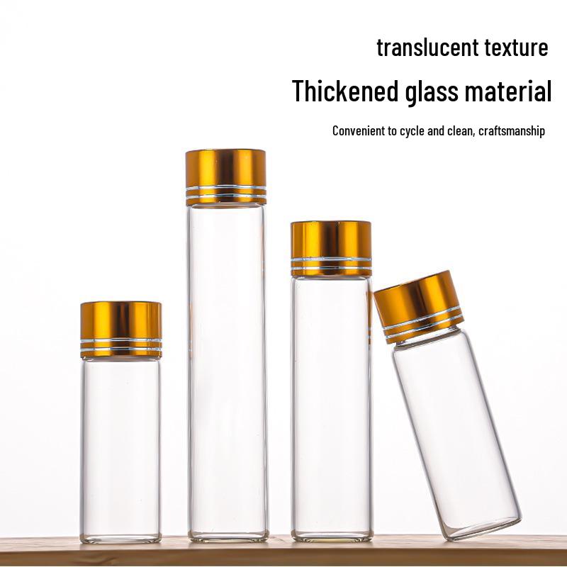 Oxidized Gold Lid Agarwood Saffron Glass Bottle, 22mm Diameter, Thickened Screw-Top Seal