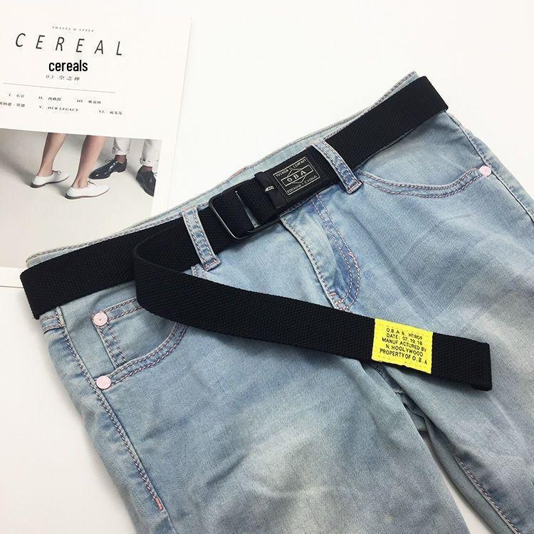 Trendy Hong Kong Style Canvas Belt: Versatile, Extra Long, Men’s Hip-Hop Fashion