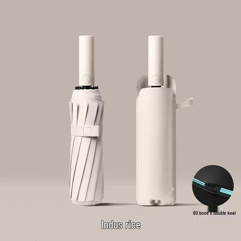 

Автоматична складана парасолька з 60 спицями та подвійним каркасом: Чорний сонцезахисний козирок та захист від дощу, подвійного призначення для захисту від УФ-променів або для бізнес-реклами.