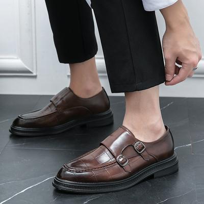 Nowe Męskie Retro Mokasyny Okrągły Nosek Czarne Brązowe Podwójna Klamra Skórzane Buty Codzienne Formalne Buty Rozmiar 38-46 Buty Męskie