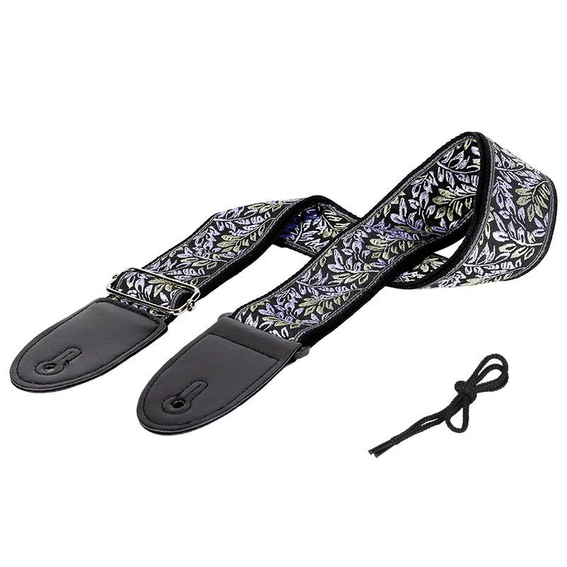 Guitar Strap Embroidered Print Vintage Style Adjustable Guitar Strap For Folk Electric Guitar Bass Ukulele Guitar Accessories