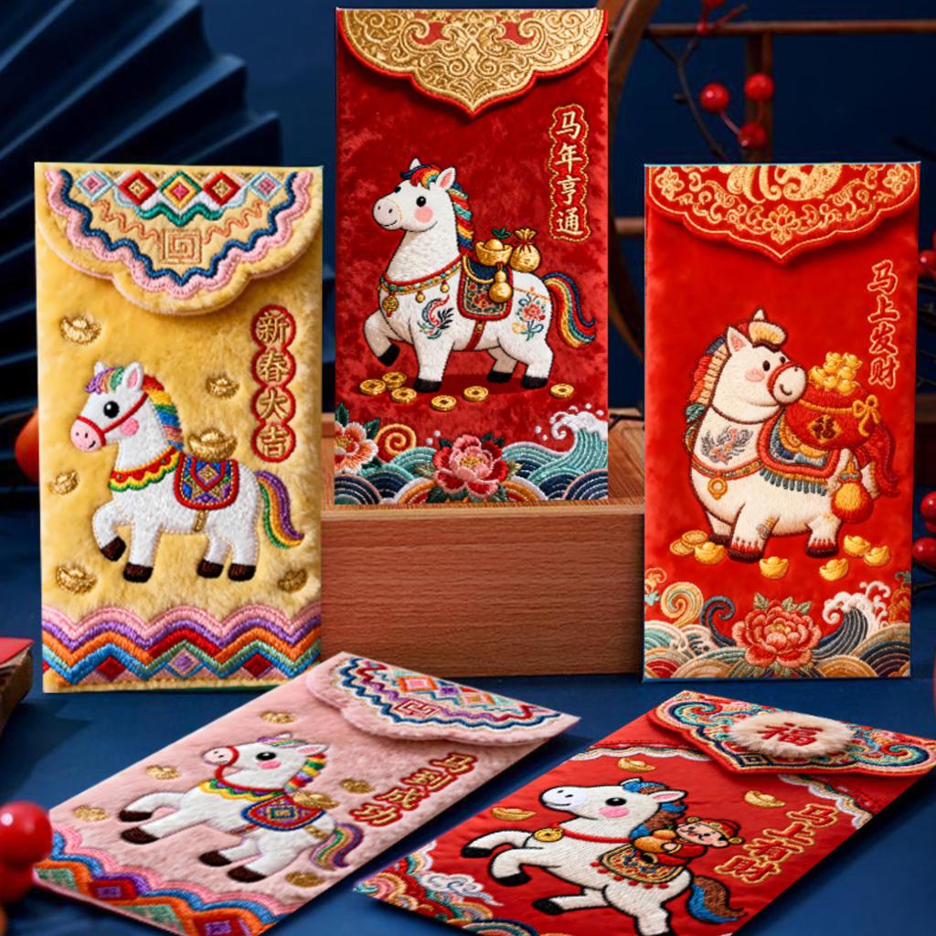 6 STÜCK Jahr des Pferdes Roter Umschlag, Chinesisches Neujahr Roter Umschlag
