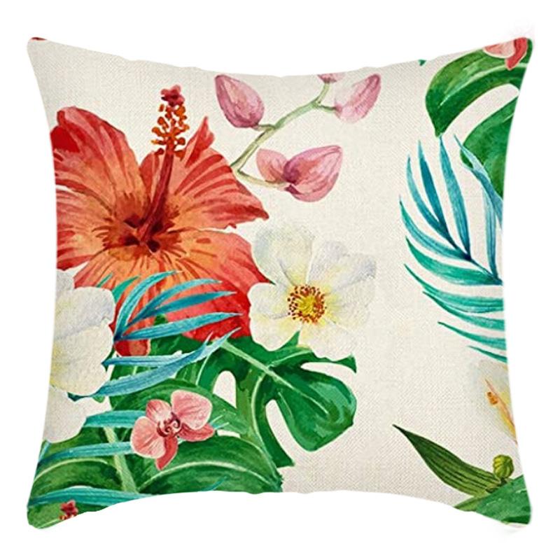 New Tropical Plant Leaves Rainforest Linen Cushion Pillow Cover