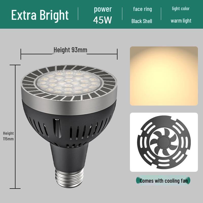 Oeny 45W E27 LED PAR Spotlight with Fan