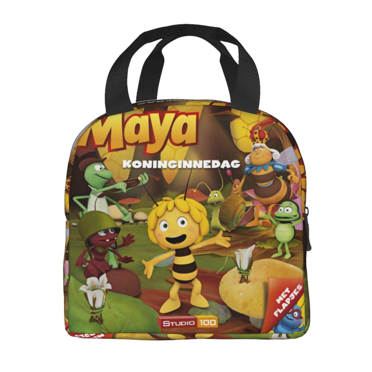 Maya The Bee With Flowers Cartoon Merch Insulated Lunch Bag For School Food Storage Bag Reusable Cooler Thermal Bento Box Option 1
