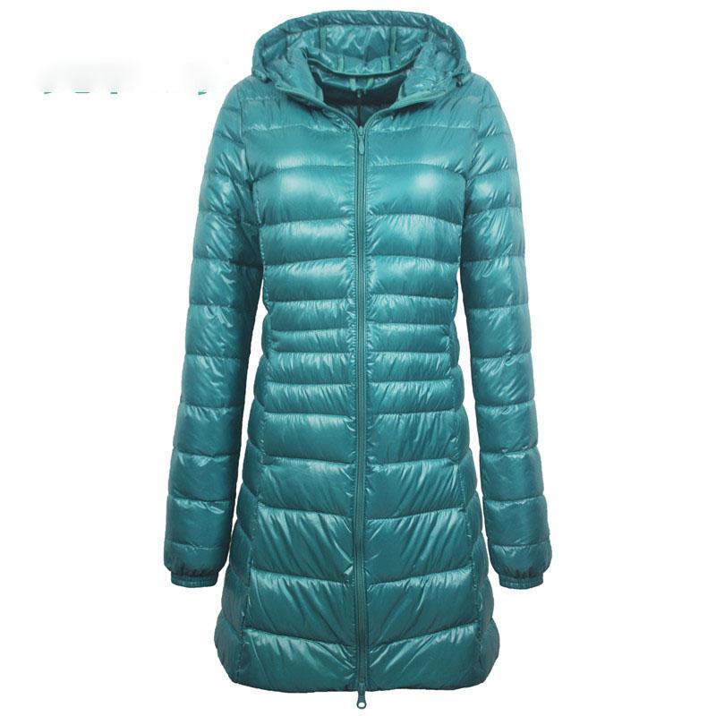 Plus Long Down Jacket Women Winter Ultra Light Down Jacket Women with Hooded Down Coat Female Big Size Coats