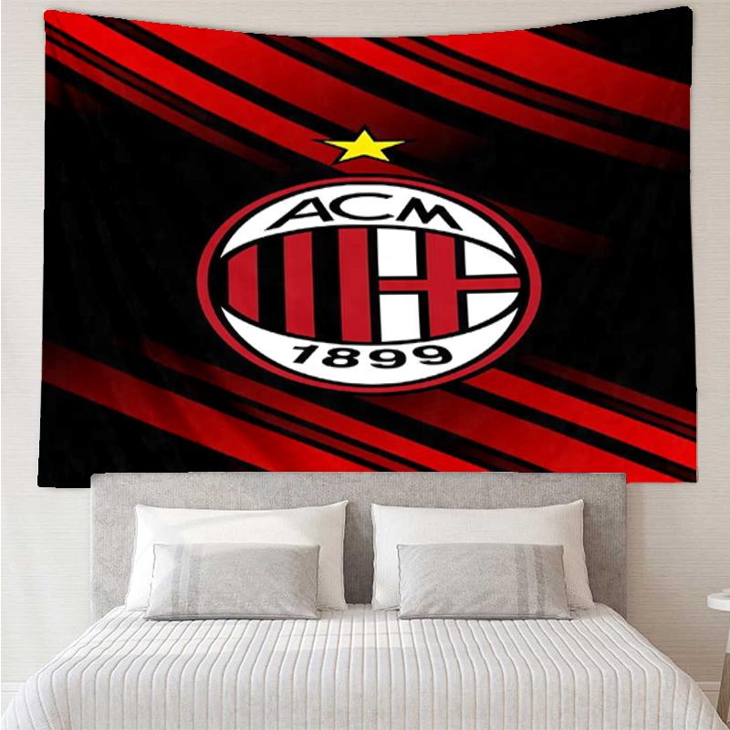 AC Milan Print Tapestry, Backdrop, Easy Setup, Ideal for Bedroom, Office & Living Room, with Aesthetic Wall Hanging Decor.