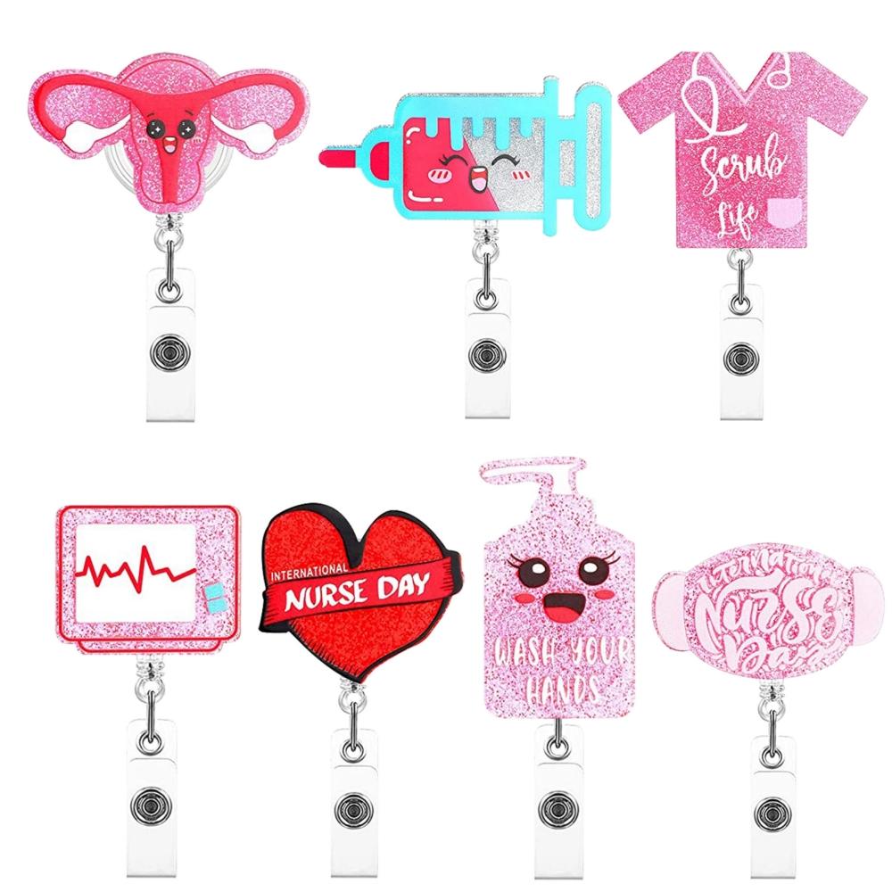 Acrylic Badge Clip Retractable Badge Reel Badge Holder Acrylic For Student Nurse Teacher
