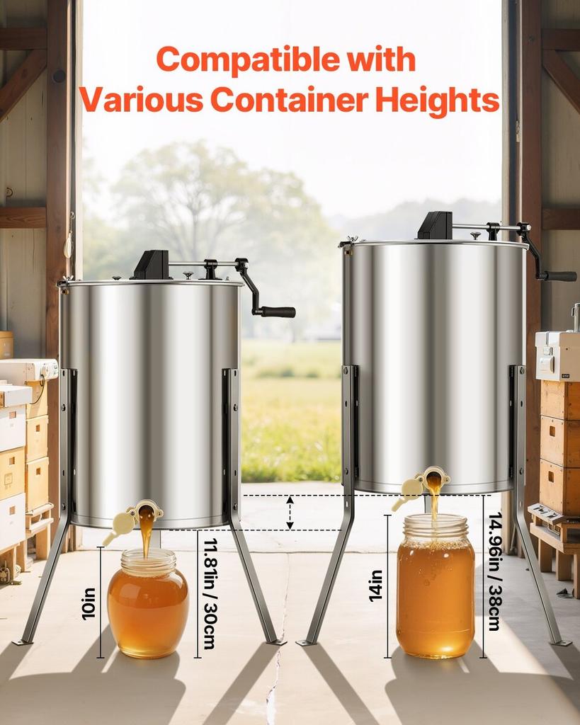 Manual Honey Extractor 4/8 Frame Honey Spinner Beekeeping Stainless Steel
