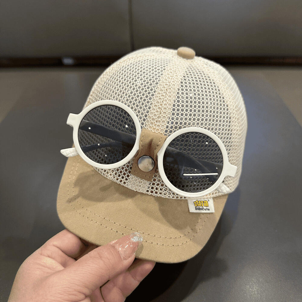 Kids Summer Sun Hat Baseball Cap With Sunglasses Mesh Breathable Baby Boy Girl Sun Protection Bucket Hat Toddler Visor Cap