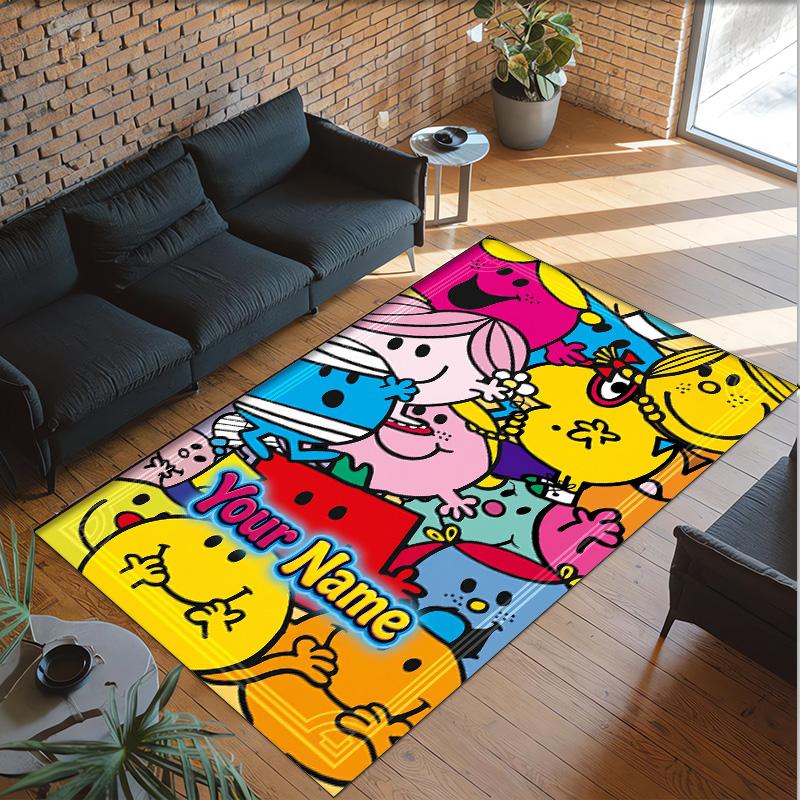 Personalized Crystal Velvet Carpet Custom Name Text,Mr. Men & Little Miss Anti Slip Area Rug For Home Decoration