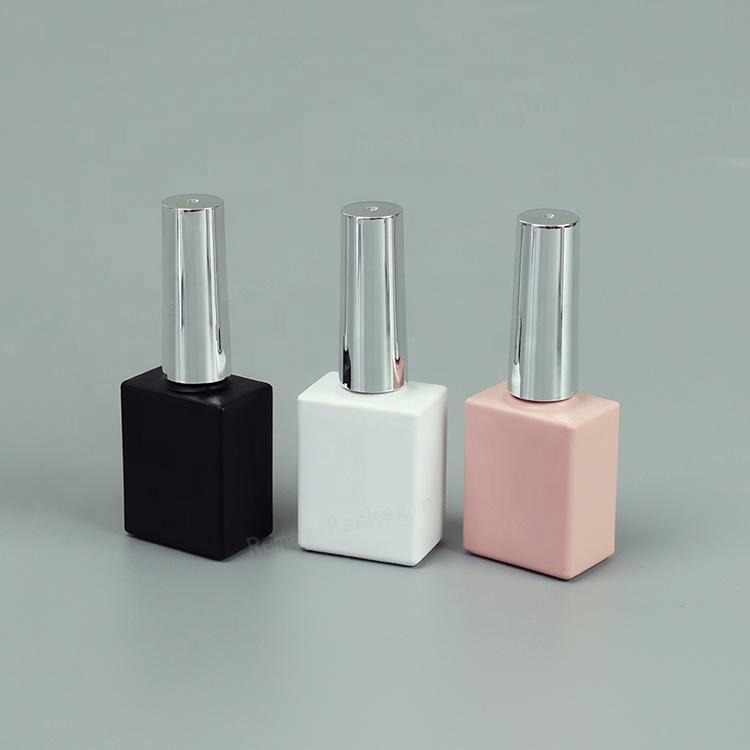 10ml square White and Black Luxury Bulk Gel Uv Nail Polish Bottle pink Nail Polish Glass Bottle with Brush