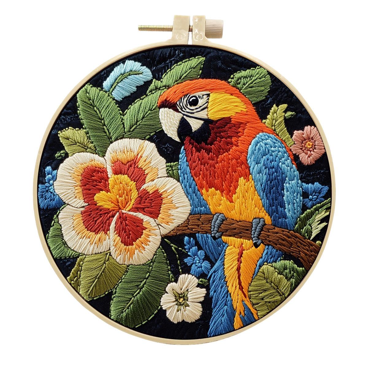 

1 шт. Набор для вышивания «Попугай» своими руками, ручная работа, из ткани, подходит для начинающих любителей вышивания 15cm