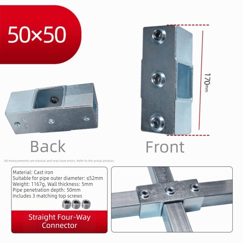 50mm Square Tube Connector Weld-Free Assembly Thickened Structure Tube Joint Bracket Galvanized Steel Multiway Connection
