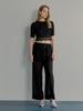 MUSE BY ROSE Daria See-Through Wide Pants (Black)
