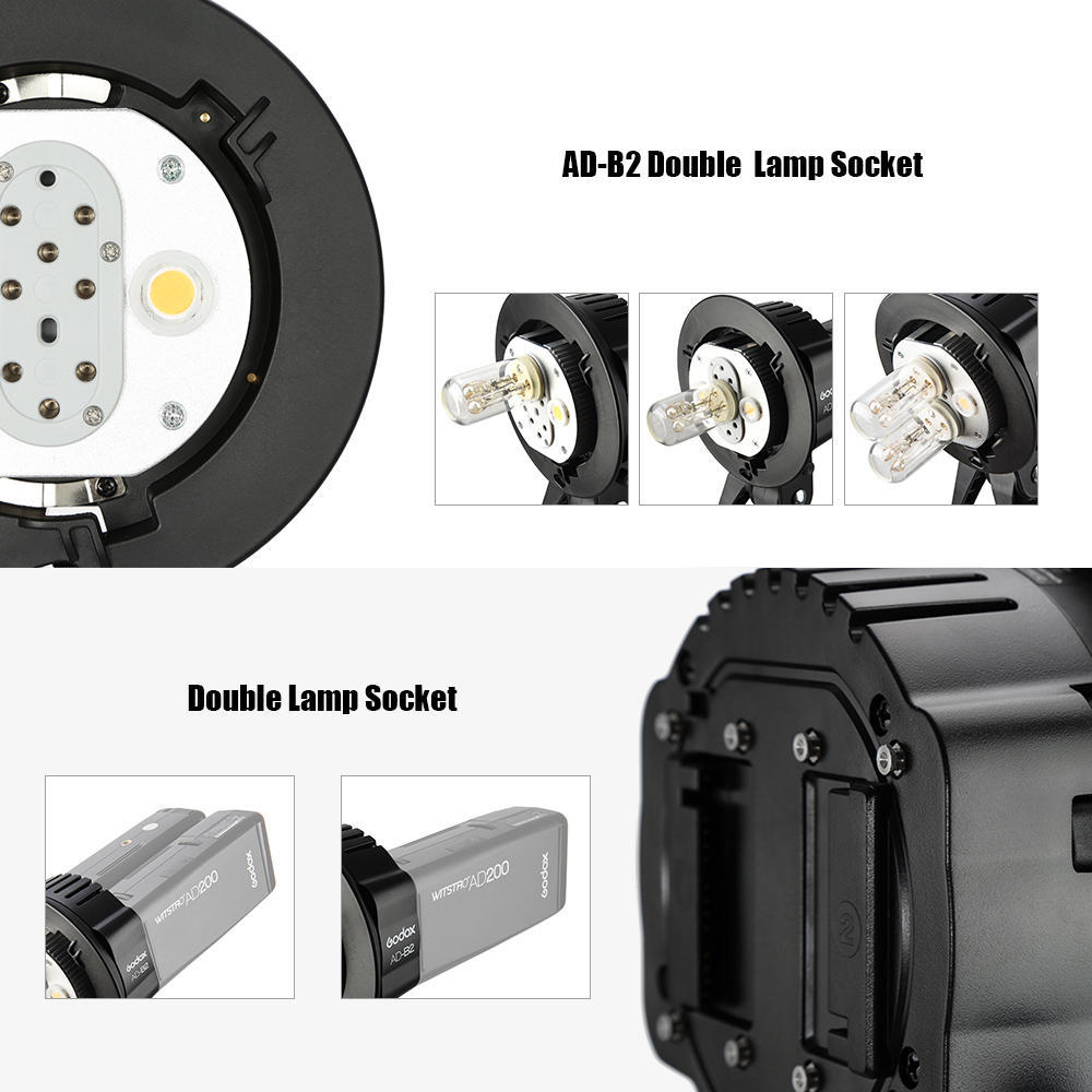 Godox WITSTRO AD-B2 AD200 Dual Power Blitzkopf Bowens Halterung für Blitz