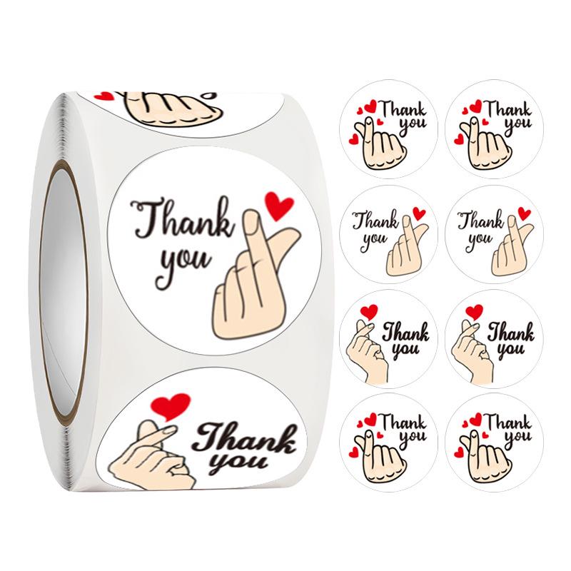 500-Roll 3.8cm Floral Thank You Stickers: Round Adhesive Labels for Gift Wrapping & Sealing